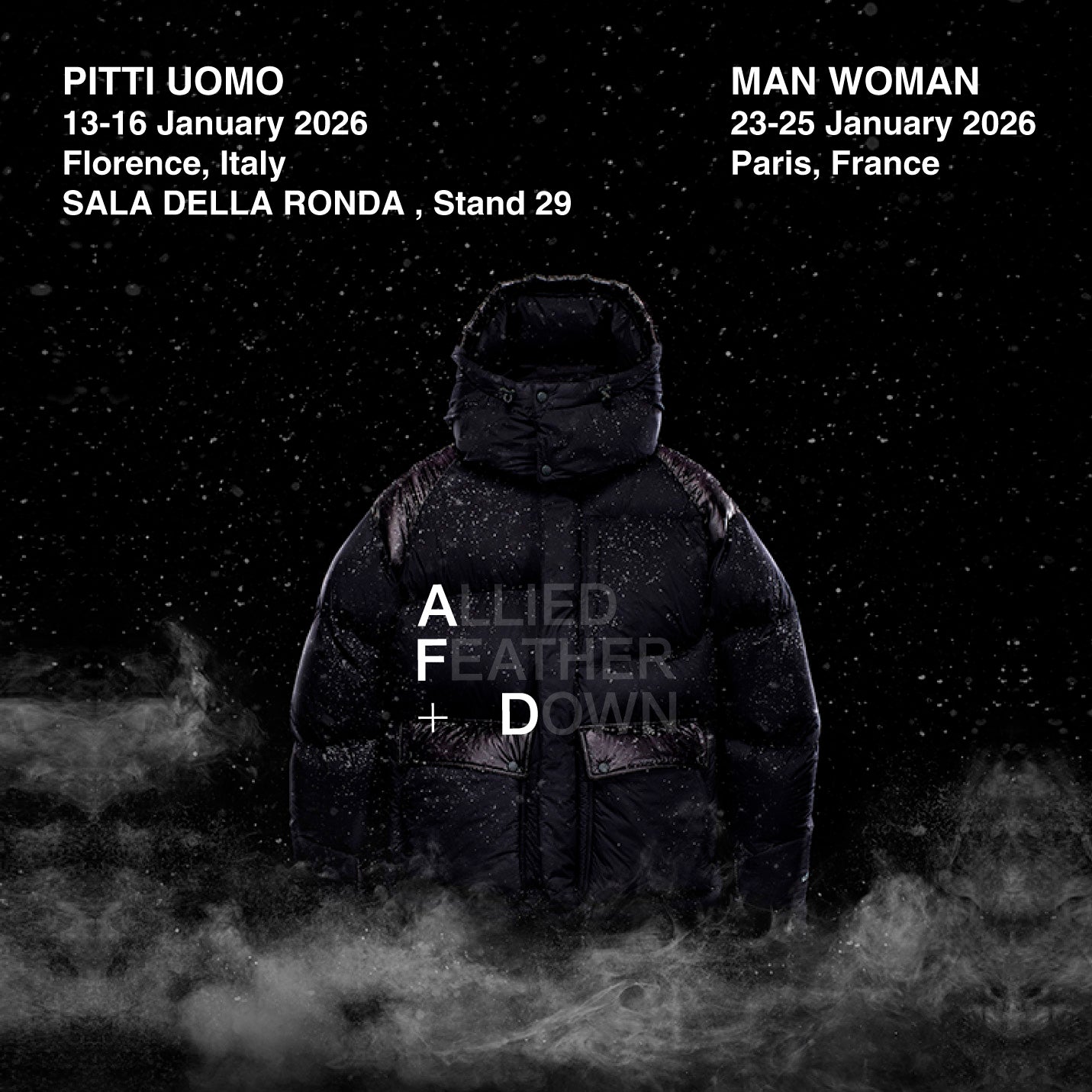 ALLIED FEATHER + DOWN、Pitti Uomo AW出展を盛況のうちに終了 MAN/WOMAN AWへの出展も決定、欧州主要展示会での挑戦を継続