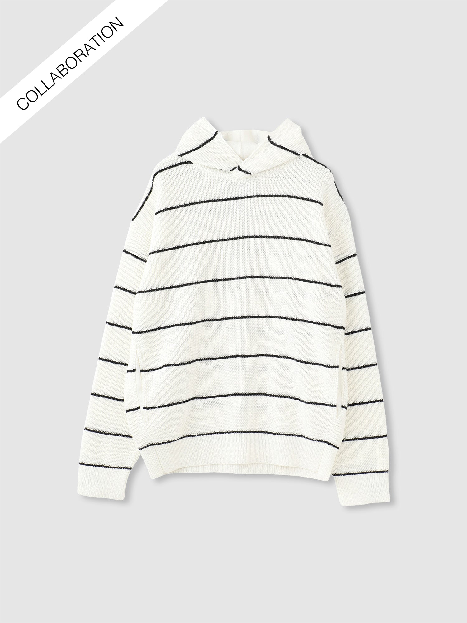 CT COLLAB STRIPED HOODIE<br> A knit hoodie with handy pockets on both sides