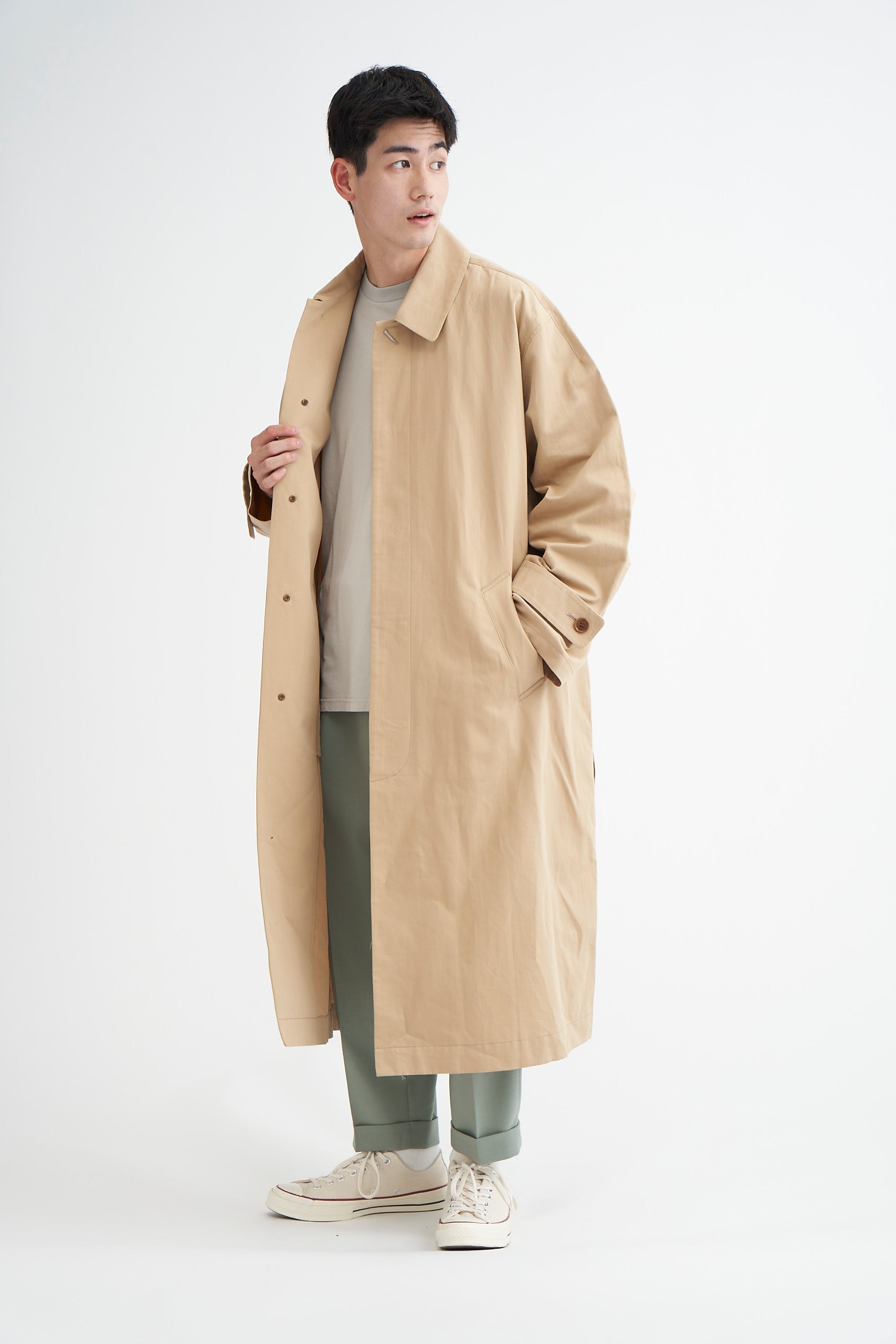 Men's LIGHT SOUTIEN COLLAR COAT <br> 機能とデザインに拘ったステンカラーコート