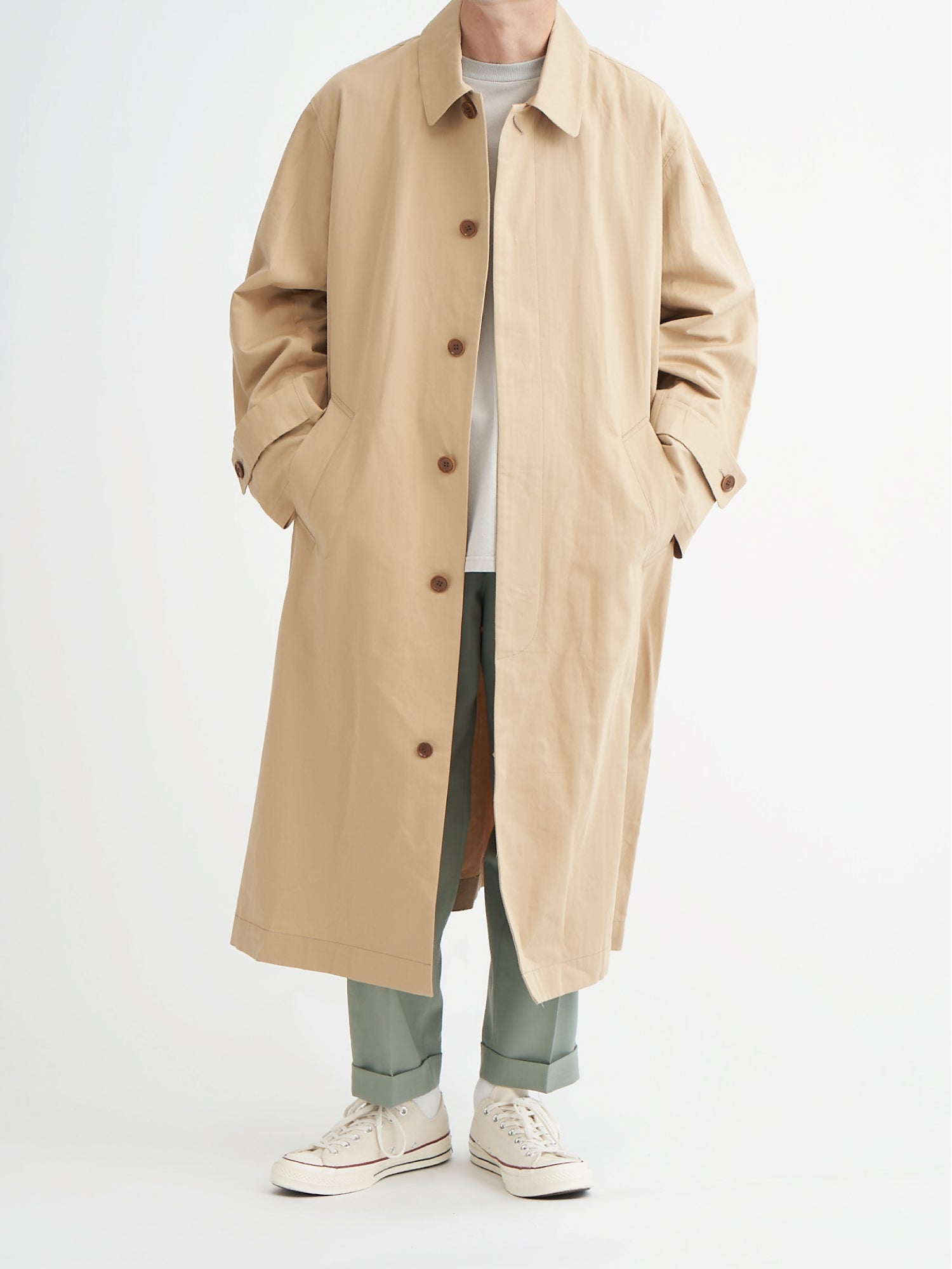 Men's LIGHT SOUTIEN COLLAR COAT <br> 機能とデザインに拘ったステンカラーコート