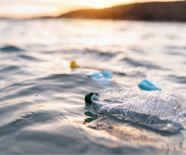 海に浮かぶペットボトルのイメージ
